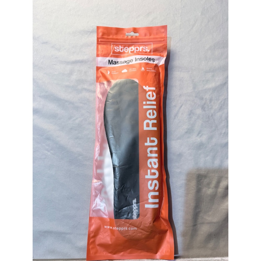 Stepprs‎ Massage Insoles Black Arch Support Shock Absorption Men 7 Women 8 NEW